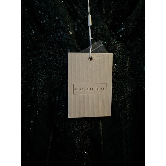 Mac Duggal Stunning 20399 EME Green Sparkle Midi Dress 16 NWT - Picture 5 of 7